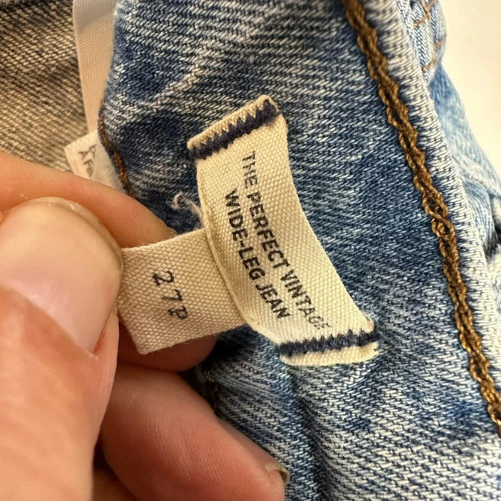 Madewell Perfect Vintage Wide-Leg Jean Womens 27P Blue Acid Wash High Rise Denim